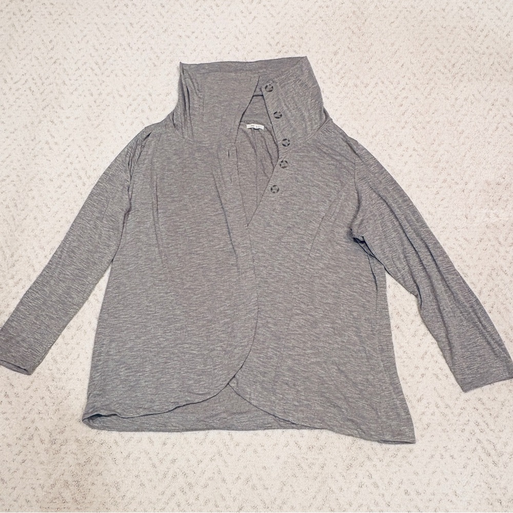 Maurices Lightweight Cardigan Jacket Size 3X Grey Cowl High Neck Office School - Picture 7 of 13